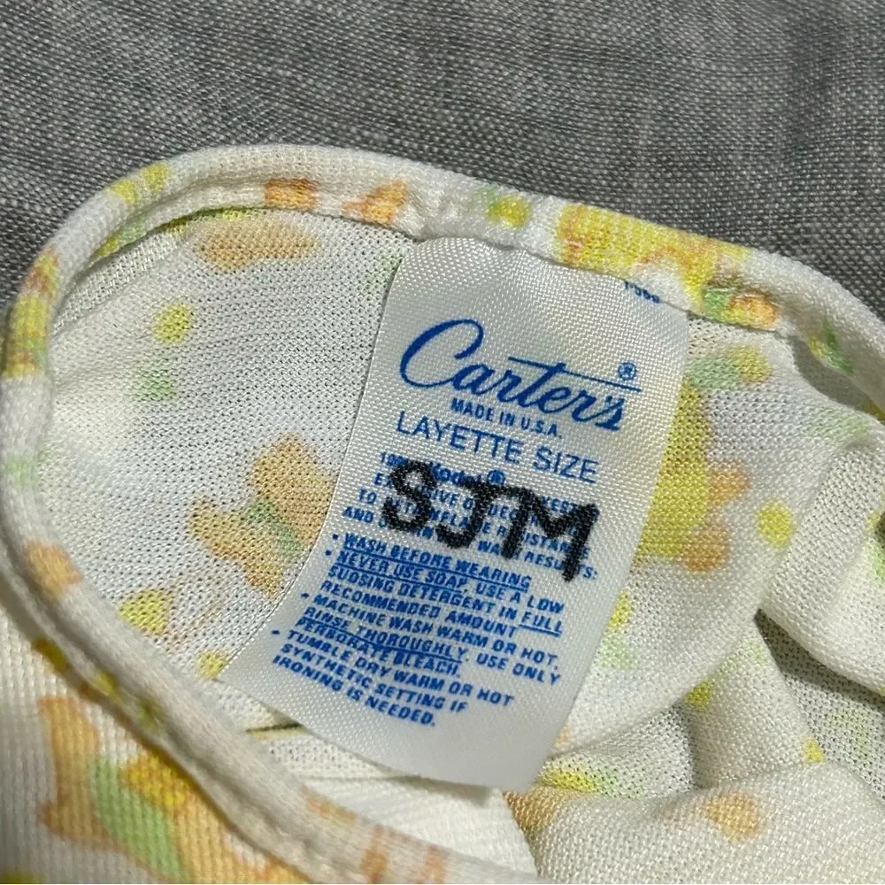 Vintage Carters Layette Size Rayon Yellow Sleep Sack One Piece